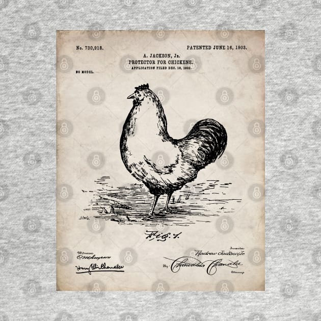 Chicken Hens Patent - Chef Cook Chicken Coop Art - Antique by patentpress